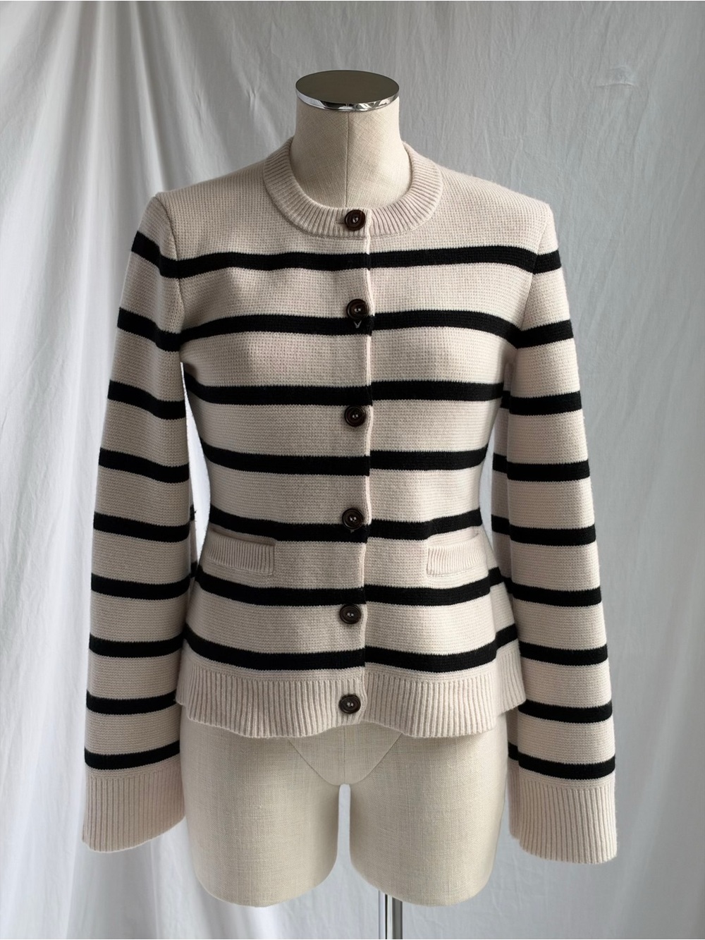 NWT Jenni Kaye Cooper Cardigan | Black + Ivory | Wool + Cashmere Knit | Size S